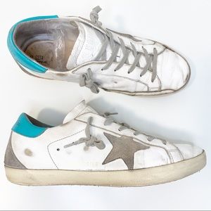 GOLDEN GOOSE Superstar Sneakers shoes Tiffany blue heel 41 11 needs insoles